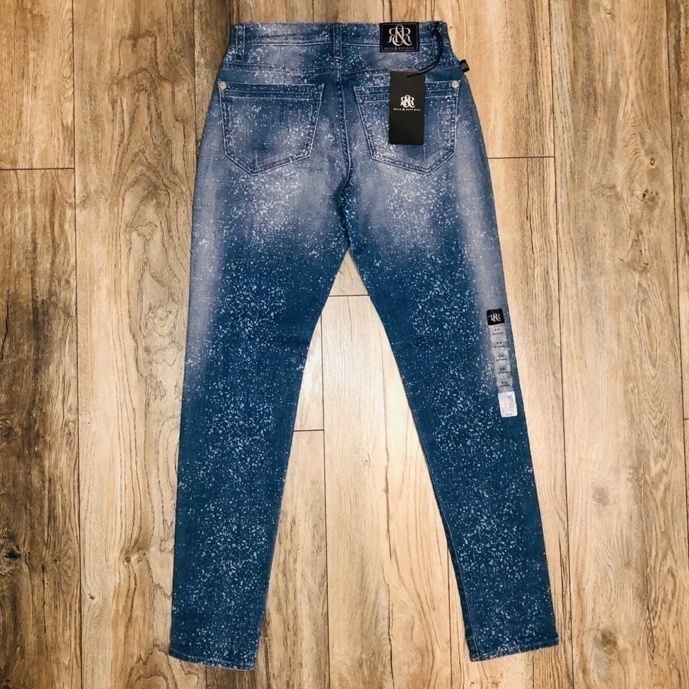 NWT Rock & Republic Splatter Boyfriend Skinny Jeans Size 0M - Picture 6 of 12